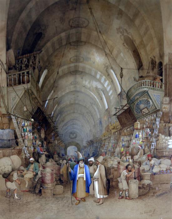 Luigi de Brocktorff (1814-1857) A Bazaar in Constantinople, 18.25 x 15in.